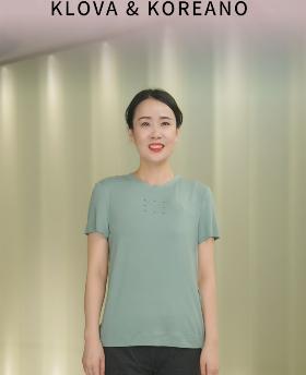 柯利亚诺春秋专柜同款浅绿色圆领宽松T恤  TT0019(9VUN) ￥1880