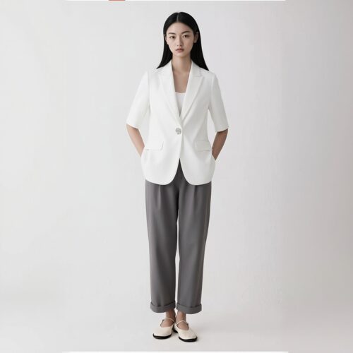 柯罗芭夏季专柜同款白色肌理西服  SW7847(GUN) ￥3990