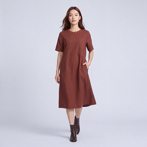 柯罗芭春秋垂坠感优雅朗姆酒色气质显瘦连衣裙 LT9887(UN) ￥4590