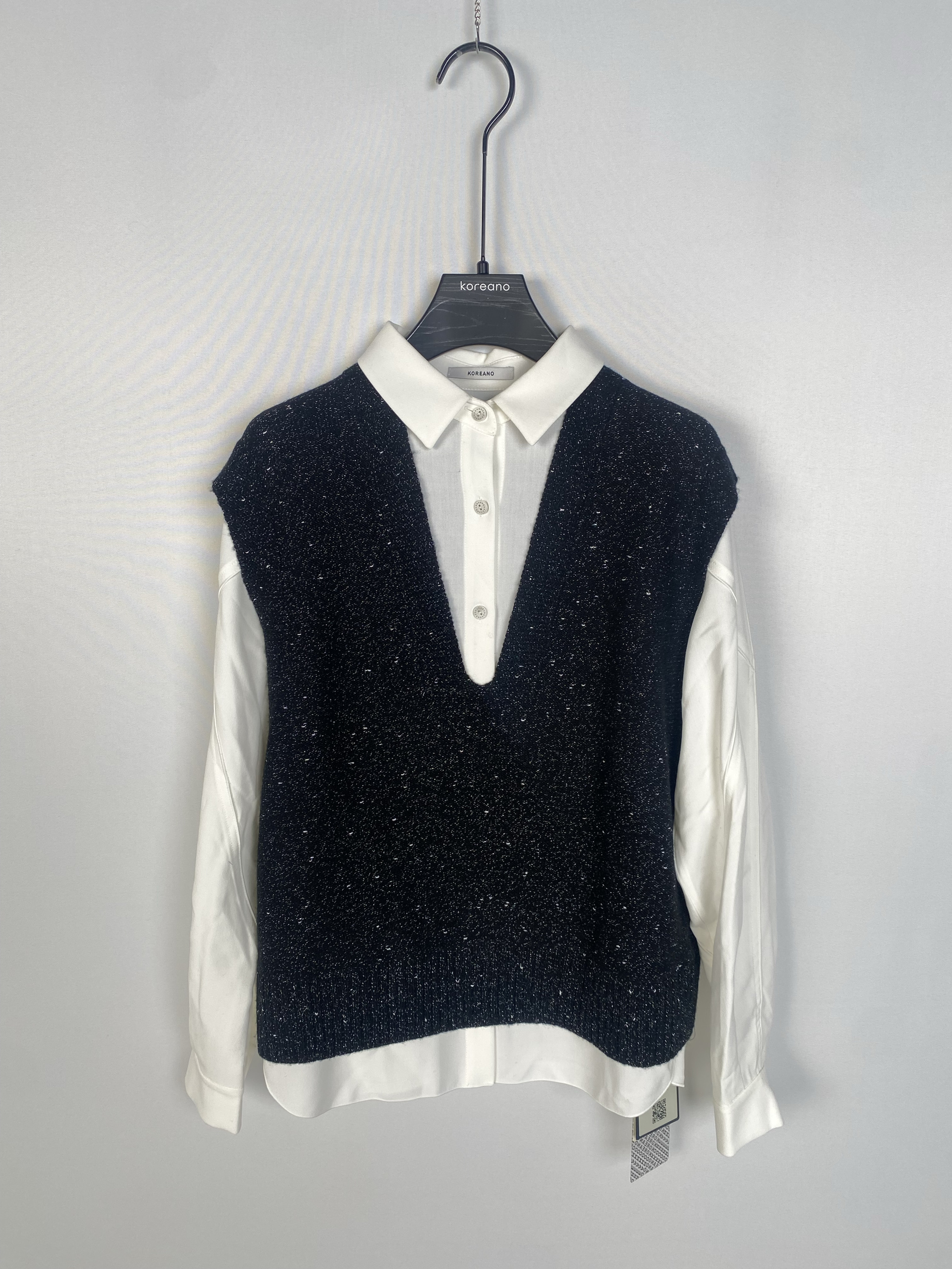 柯利亚诺春秋专柜同款黑色撞色A型假两件衬衫  CY5030 ￥4280