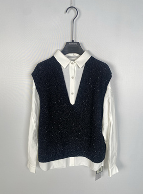 柯利亚诺春秋专柜同款黑色撞色A型假两件衬衫  CY5030 ￥4280