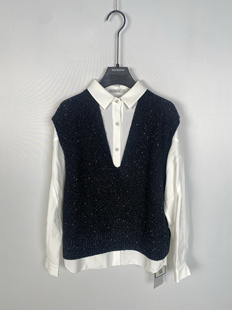 柯利亚诺春秋专柜同款黑色撞色A型假两件衬衫  CY5030 ￥4280