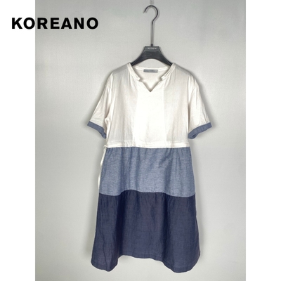 柯利亚诺夏季专柜同款棉麻拼色连衣裙  LW6317 ￥4280