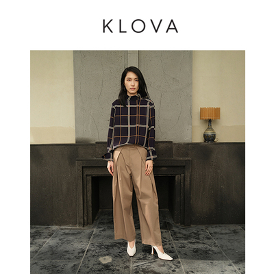 柯罗芭春秋专柜同款浅卡其色对折阔腿裤  KW5001(BUN)B ￥1990