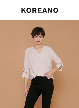 柯利亚诺夏季专柜同款粉色交叉式V领衬衫  CW3726(9VUN)A ￥2280