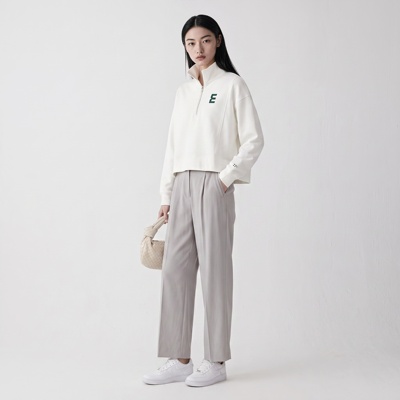 柯罗芭夏季专柜同款浅灰色直身垂感休闲裤  KW2403 ￥3490