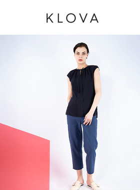 柯罗芭夏季专柜同款藏蓝色优雅百搭雪纺T恤  SW5595 ￥2980