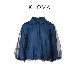 柯罗芭春秋专柜同款星空蓝色网纱泡泡袖上衣  CT5045(BUN) ￥2390