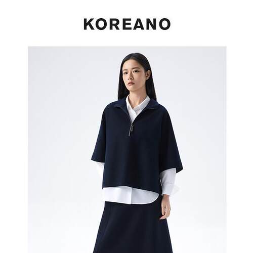 柯利亚诺春秋专柜同款藏青针织羊毛半开襟T恤 TY6203(BUN)￥2580