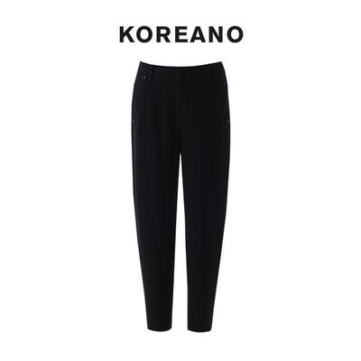 柯利亚诺春秋专柜同款经典萝卜百搭曜石黑色裤子  KW5095(JUN)B