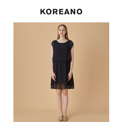 柯利亚诺夏季专柜同款藏蓝色假两件连衣裙  LW6875 ￥4280