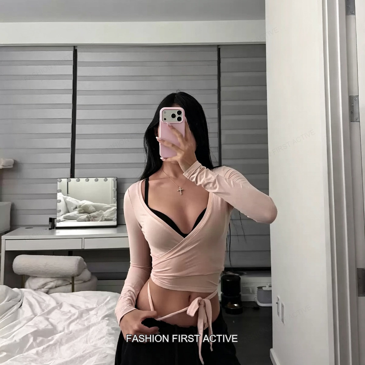 csb芭蕾风运动罩衫女修身绑带长袖瑜伽普拉提训练上衣健身服外套图片