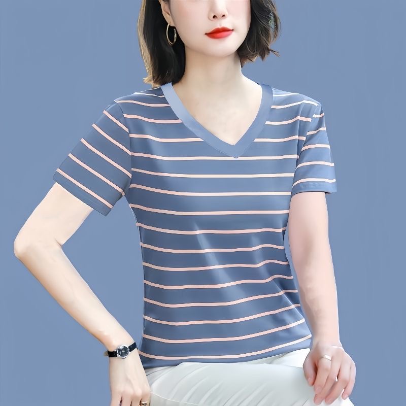 女士宽松上衣2025夏季新款中年妈妈纯棉正肩短袖T恤大码半袖汗衫