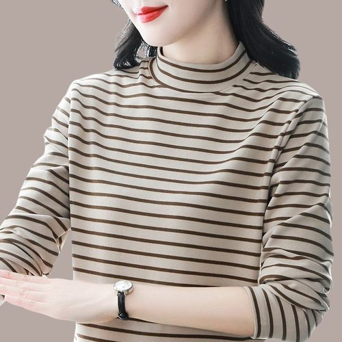 半高领双面德绒打底衫女2025年秋冬新款高端妈妈加厚保暖内搭上衣