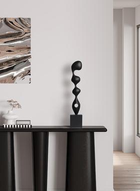 抽象实木雕塑艺术摆件样板房竖高装饰品客厅玄关高级感软装工艺品