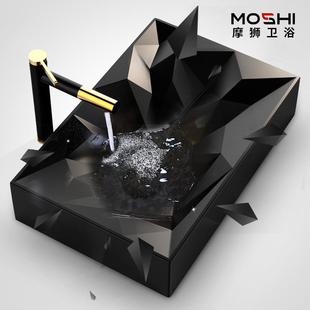 北欧工业风台上盆黑色轻奢洗手台钻石洗脸盆单盆卫生间艺术盆面盆