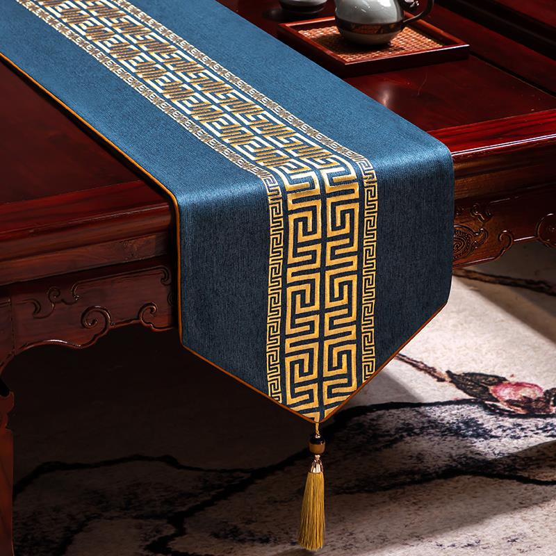 新中式禅意桌旗中式茶几台布茶席茶旗茶台布餐桌垫电视柜盖布定制