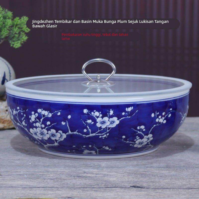 景德镇陶瓷和面盆家用加厚带盖发面揉面盆手绘酸菜鱼水煮鱼大号碗,餐饮具,碗,淘宝优惠券,粉丝福利购,淘宝优惠卷