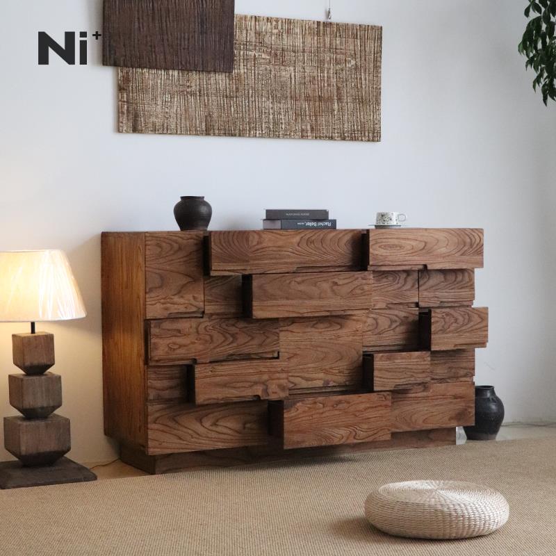 Ni尼家中古实木斗柜侘寂风客厅餐边柜抽屉柜法式复古民宿装饰柜子