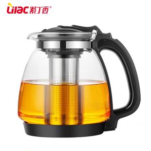 耐热玻璃过滤茶壶大容量泡茶壶家用水壶花茶壶红茶具套装 紫丁香