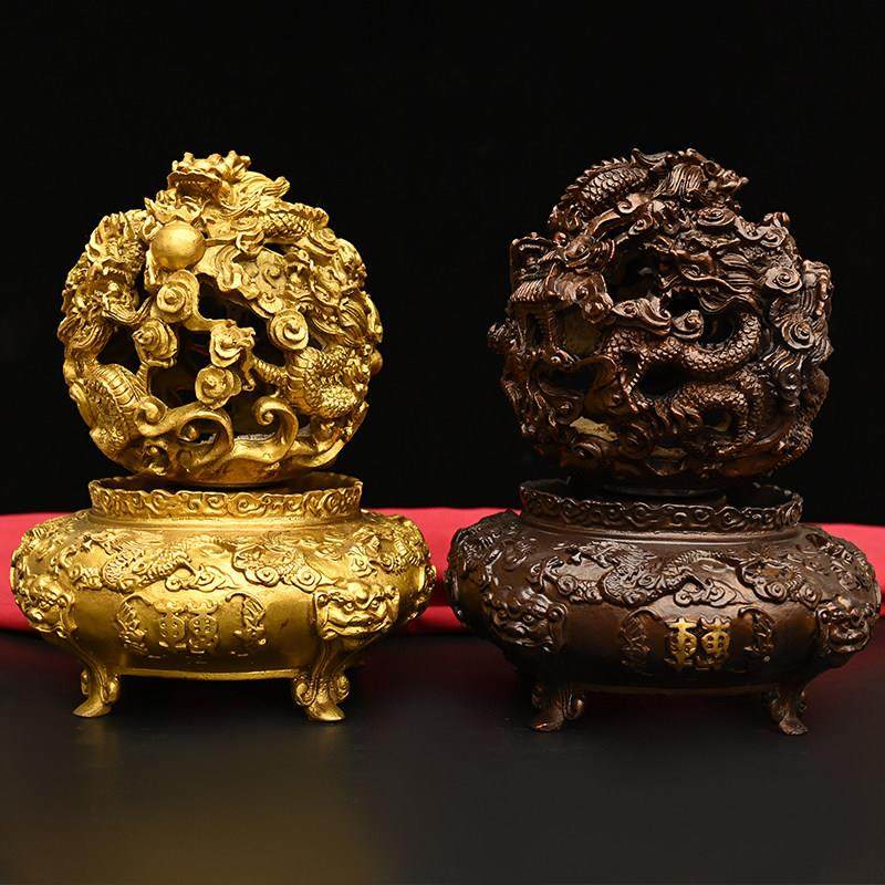 铜九转干 干坤鼎摆件纯铜时来运转九龙戏珠鼎扭转干 干坤青龙鼎招