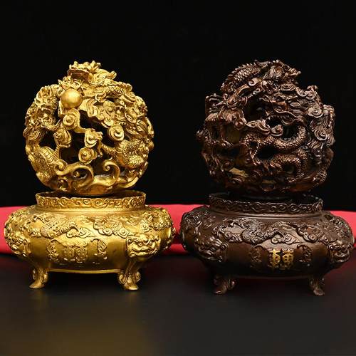 铜九转干 干坤鼎摆件纯铜时来运转九龙戏珠鼎扭转干 干坤青龙鼎招