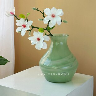 新中式轻奢琉璃宋式花瓶高级感民宿装G饰摆件餐桌水养鲜花雪柳花