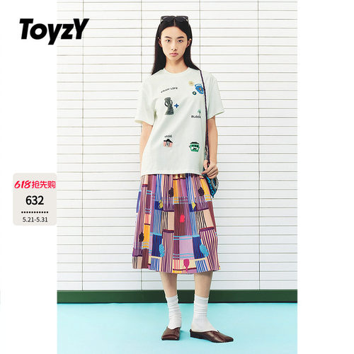 ToyzY2026夏季新款趣味印花勾花圆领短袖T恤女上衣ZC36260420