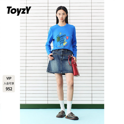 ToyzY趣味涂鸦印花女上衣2026秋季新款全棉圆领T恤ZC36360170