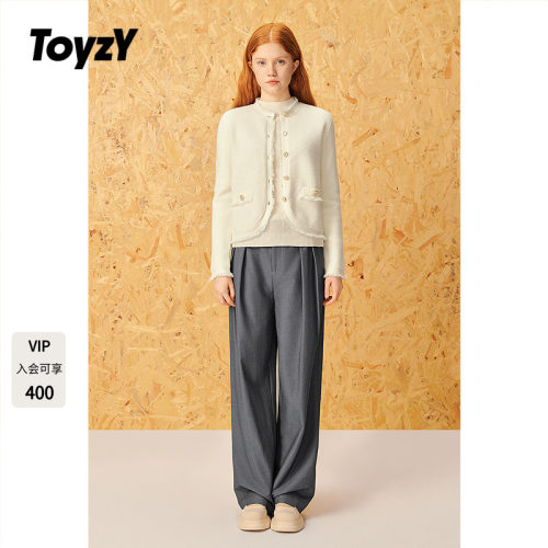 ToyzY羊毛混纺流苏边针织开衫