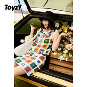 ToyzY2025春夏新款 复古趣味花卉镂空宽松背心女 镂空半身裙短裙