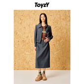 铅笔裙半身裙 高街丹宁牛仔风翻领外套 明星同款 ToyzY美式