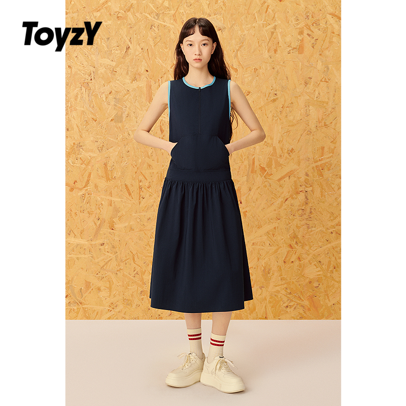 ToyzY众个性无袖撞色连衣裙