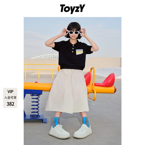 ToyzY趣味口袋拼接polo领短袖针织上衣女夏季ZC34260200