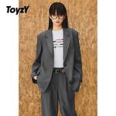 田曦薇同款 智性一粒扣灰色西装 外套女2025秋季 ToyzY 新款