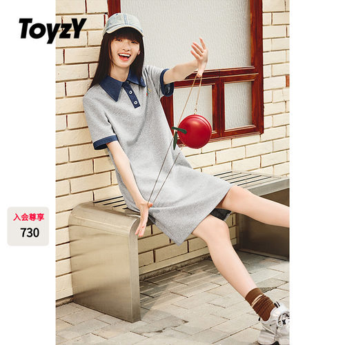 ToyzY牛仔polo领短袖连衣裙女夏季休闲风空气层棉ZC35205400
