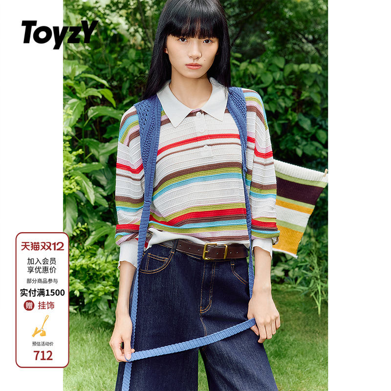 ToyzY度假风条纹针织衫