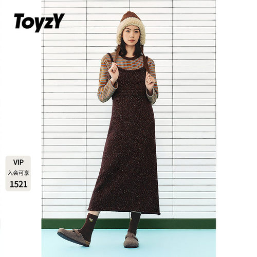 ToyzY2026冬季新款复古彩点杂色针织连衣裙吊带长裙ZC36506400