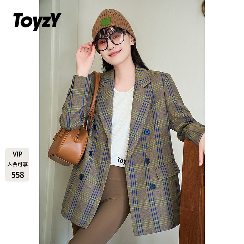 ToyzY复古老钱风格纹西装外套