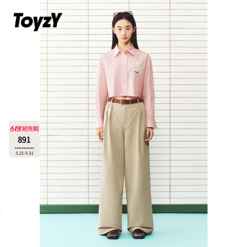 ToyzY2026夏季新款趣味印花淡粉色短款衬衫女上衣ZC36230020
