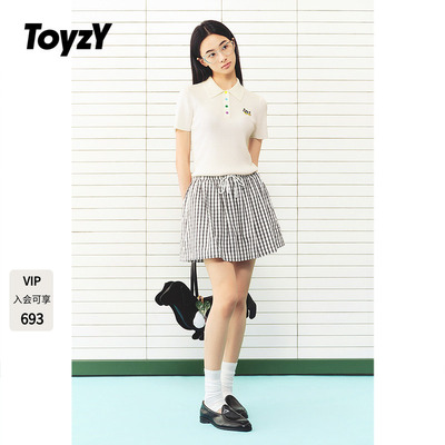 ToyzY醋酸天丝短袖针织衫2026夏季新款彩色纽扣女上衣ZC36206480
