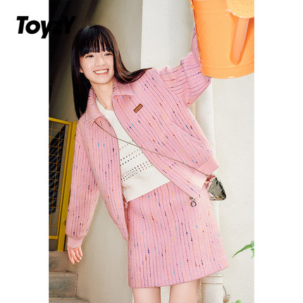 ToyzY 粉色彩点纱羊毛短外套女/短裙半身裙ZC35110010