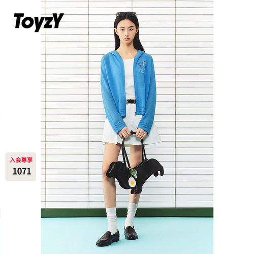 ToyzY刺绣连帽针织开衫女外套薄款外搭夏季2026年新款ZC36206470