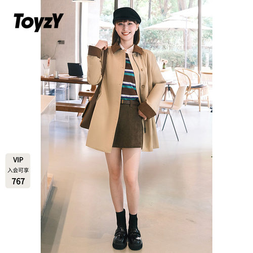 ToyzY荷叶仿生拒水中长绗棉风衣