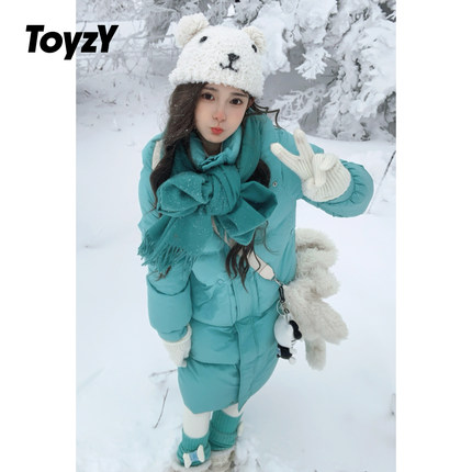 ToyzY多巴胺保暖鸭绒立领连帽羽绒服女长款ZC64508010