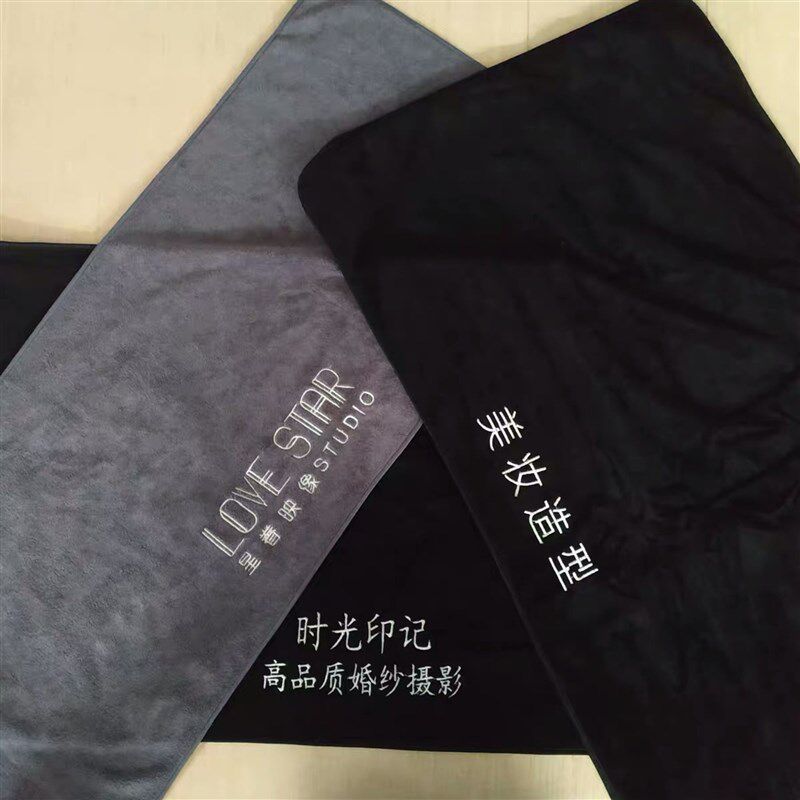 现货速发化妆台布垫黑色桌布化妆台布时尚简约化妆师化妆台大毛巾