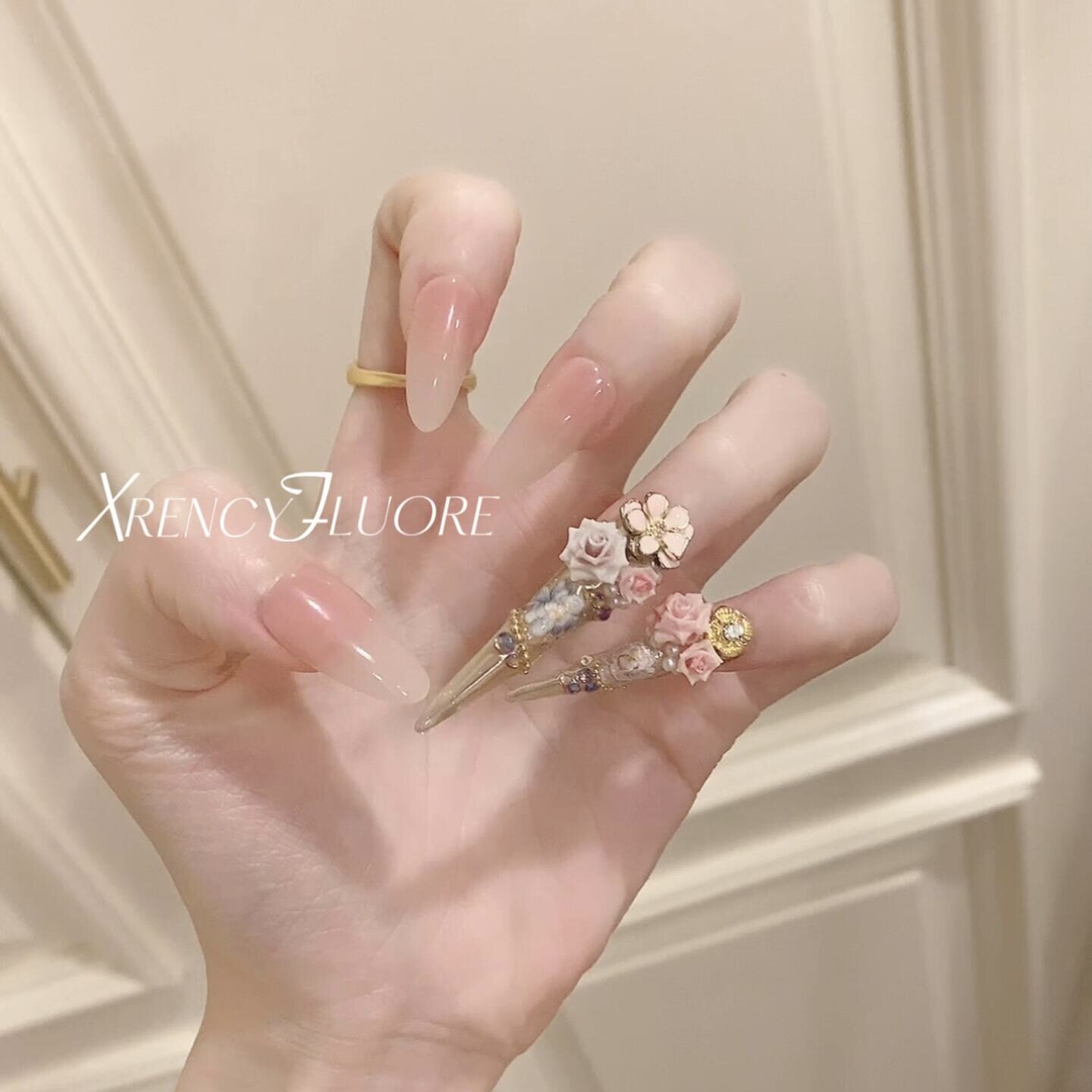 手工定制穿戴甲长款高端重工甄嬛秀禾满花富贵婚礼婚甲新娘孕妇甲
