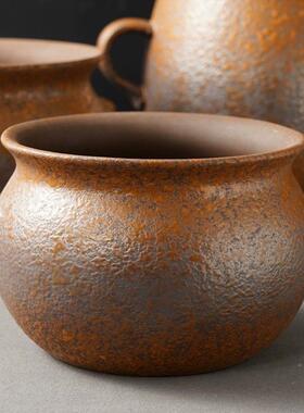 复古中紫砂汤罐F78HS5J5店农家菜瓦罐汤装煲土陶餐具饭店用汤碗式