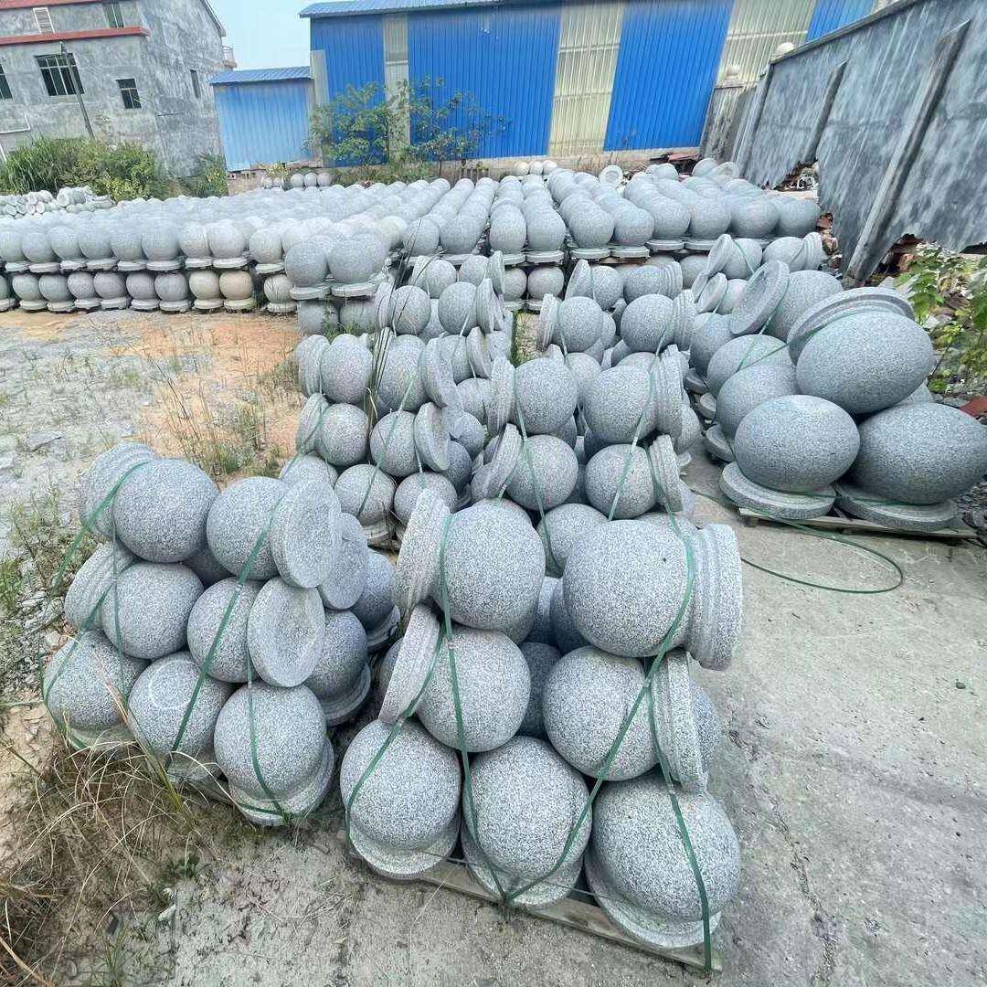挡车山石球街边停615车场止车花芝岗岩石车球花岗岩档球麻灰石球