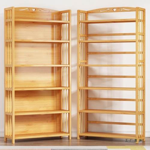 竹书架简易多层儿童储物厨房置物架生学实木客YSA厅楠收纳架书柜